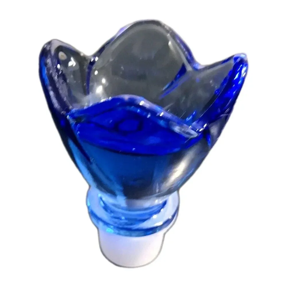 Bormioli Rocco Bouquet Cobalt Blue Glass Decanter Stopper Italy Tulip Rose